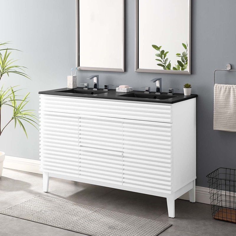 Render 48" Double Sink Bathroom Vanity, White