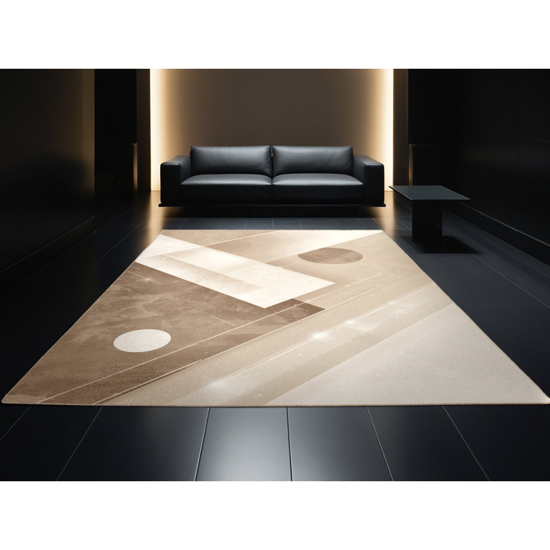 Tapis beige moelleux moelleux et doux Adlai, Carré 6 pi