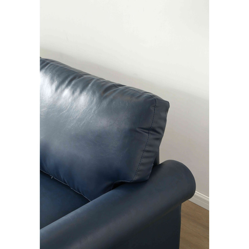 Causeuse de salon avec accoudoirs ronds et similicuir