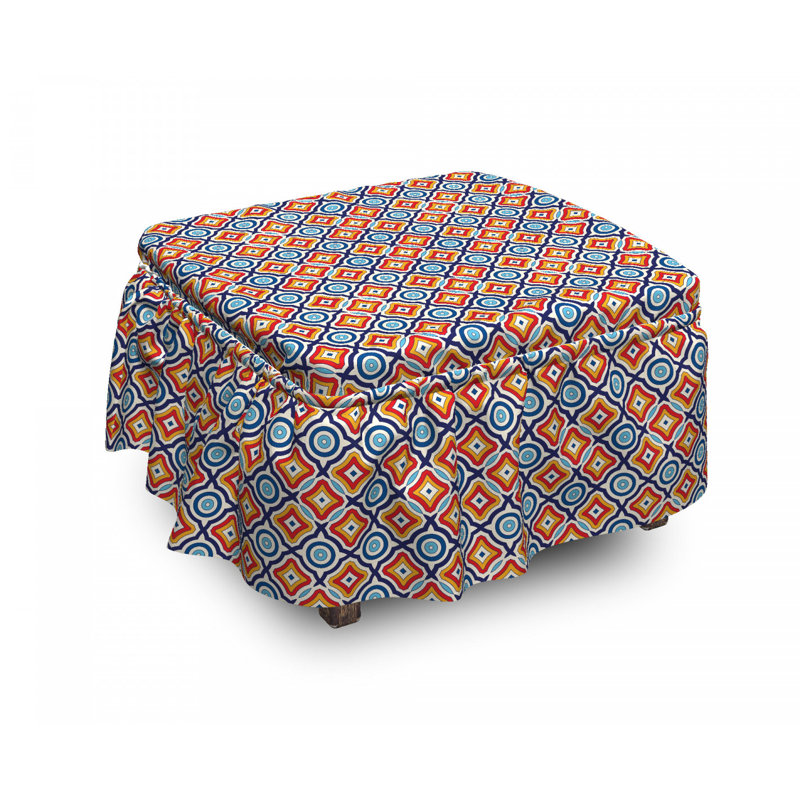 Housse pour repose-pieds motif géométrique oriental