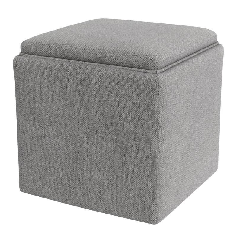 Homepop Storage Ottoman With Tray Top, Gray