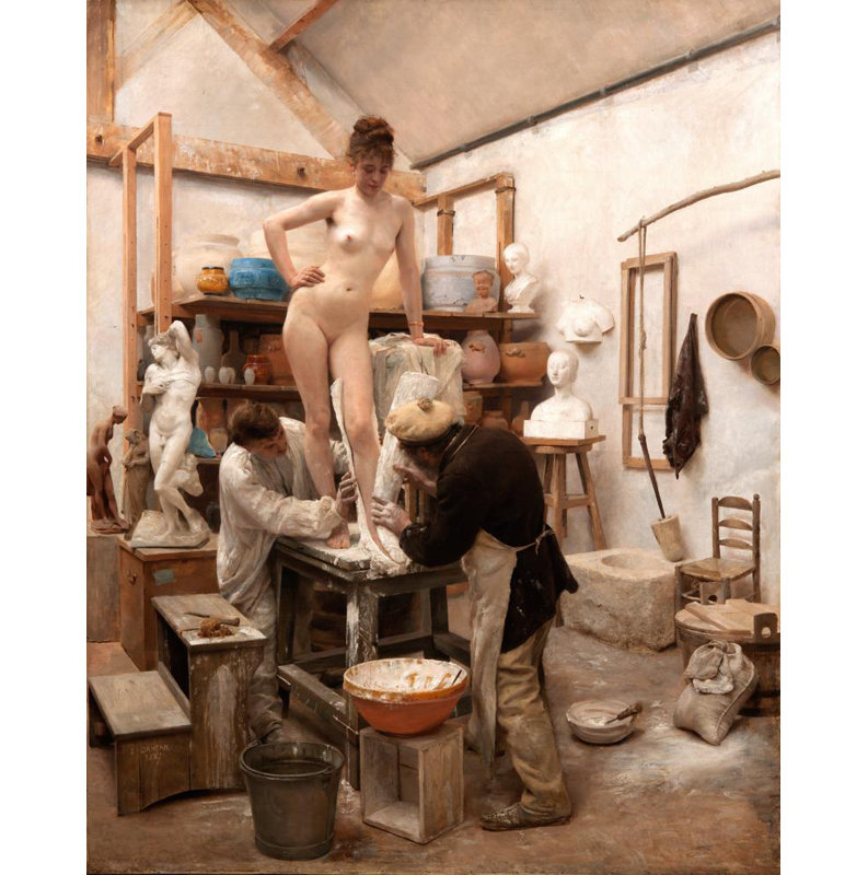 "Casting from Life" by  Edouard Dantan - Gallery Wrap Canvas Wall Art