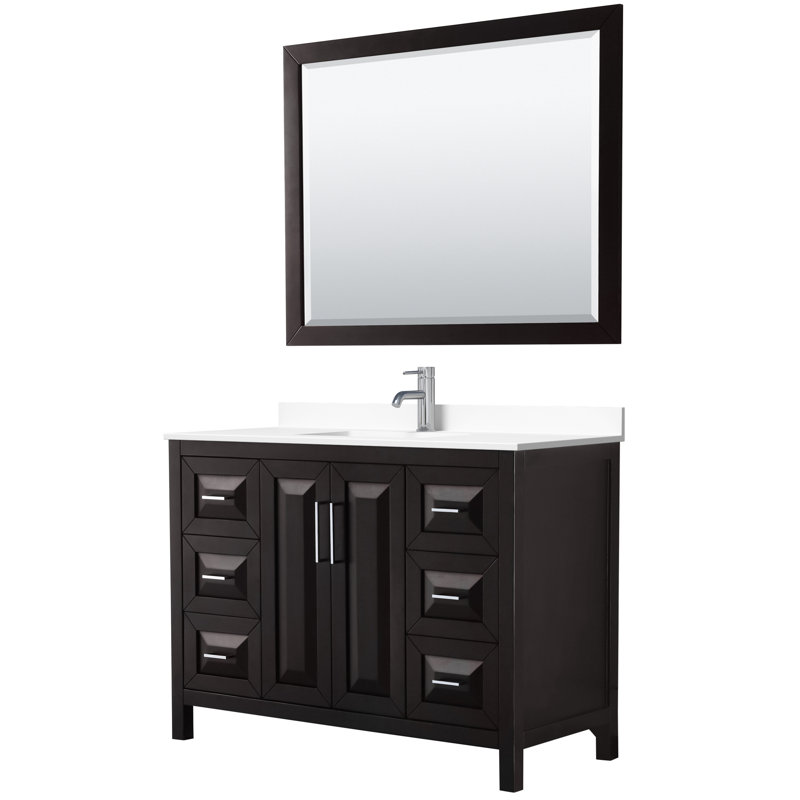 Daria 48'' W Single Vanity, Polished Chrome, White Cultured Marble, Dark Espresso