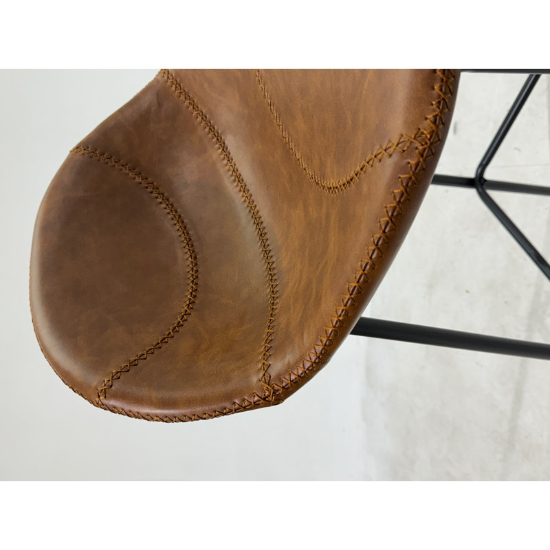 Upholstered Counter Stool with Metal Frame, Tan