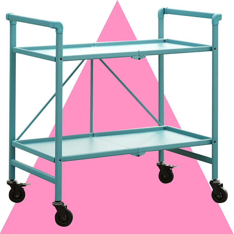 Ludlow Metal Bar Cart, Teal