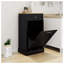 Armoire à poubelle inclinable avec tiroir - Organisateur de rangement de cuisine noir, poubelle en MDF avec compartiment de recyclage