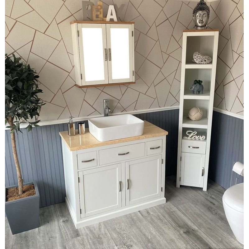 Ambellina 1000mm Single Bathroom Vanity with Vessel Ceramic Basin, White