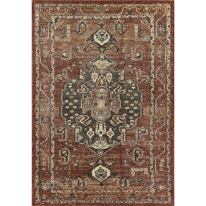Tapis rouge / brun Moloney, Rectangle 3 pi x 5 pi