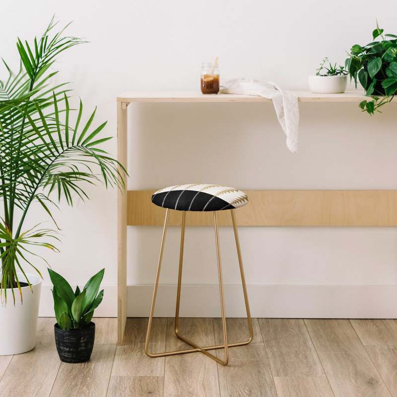 Upholstered Counter Stool with Metal Frame