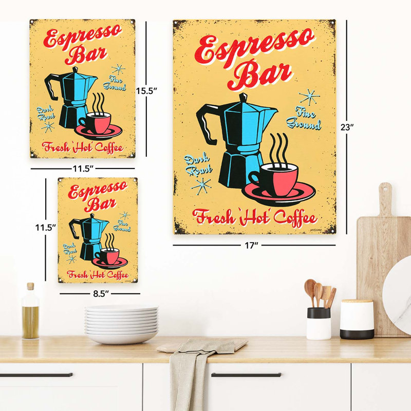 Panneau rétro en métal espresso, H 11,5 po x l 8,5 po x P 0,04 po