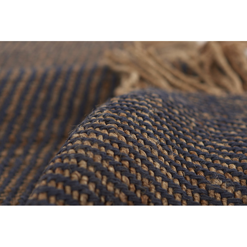 Blue 8' x 10' Handmade Wool Flat Woven Rug