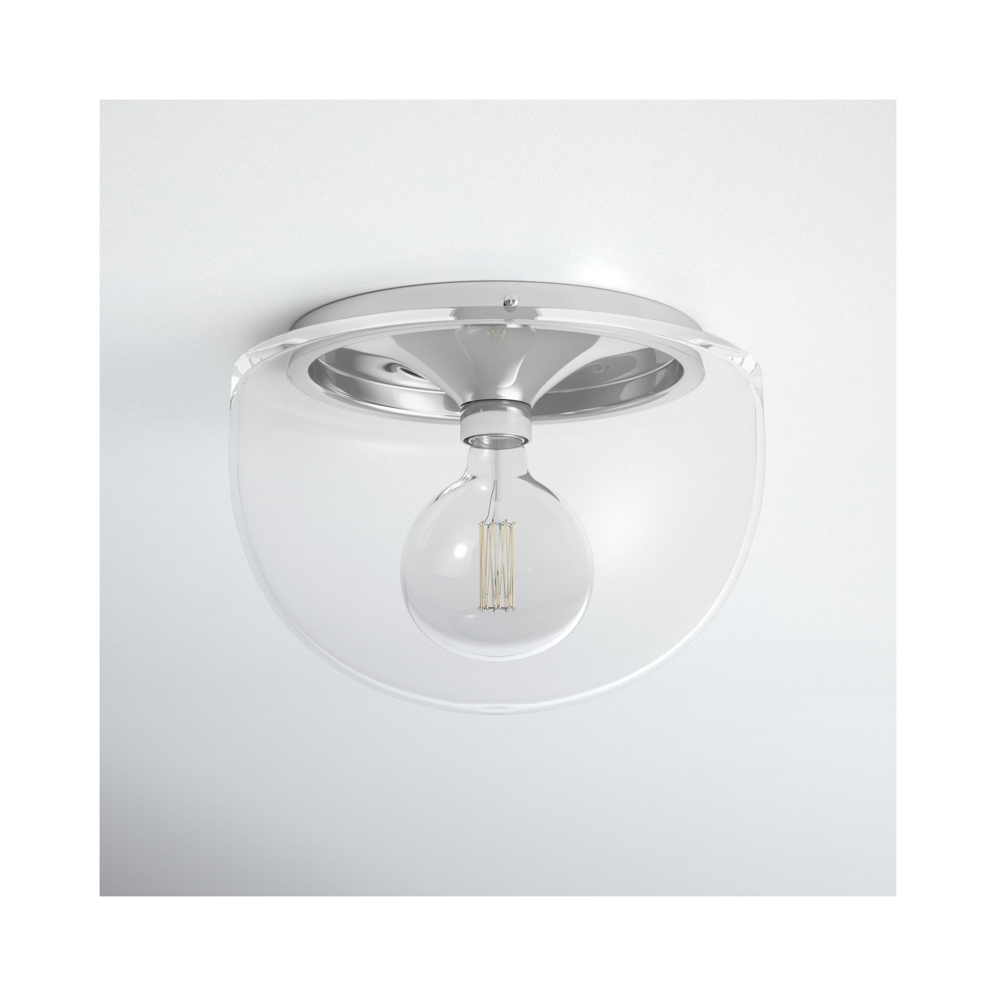 Alexi Single Light Glass Flush Mount, 9.5" H x 13.75" W x 13.75" D, Polished Nickel