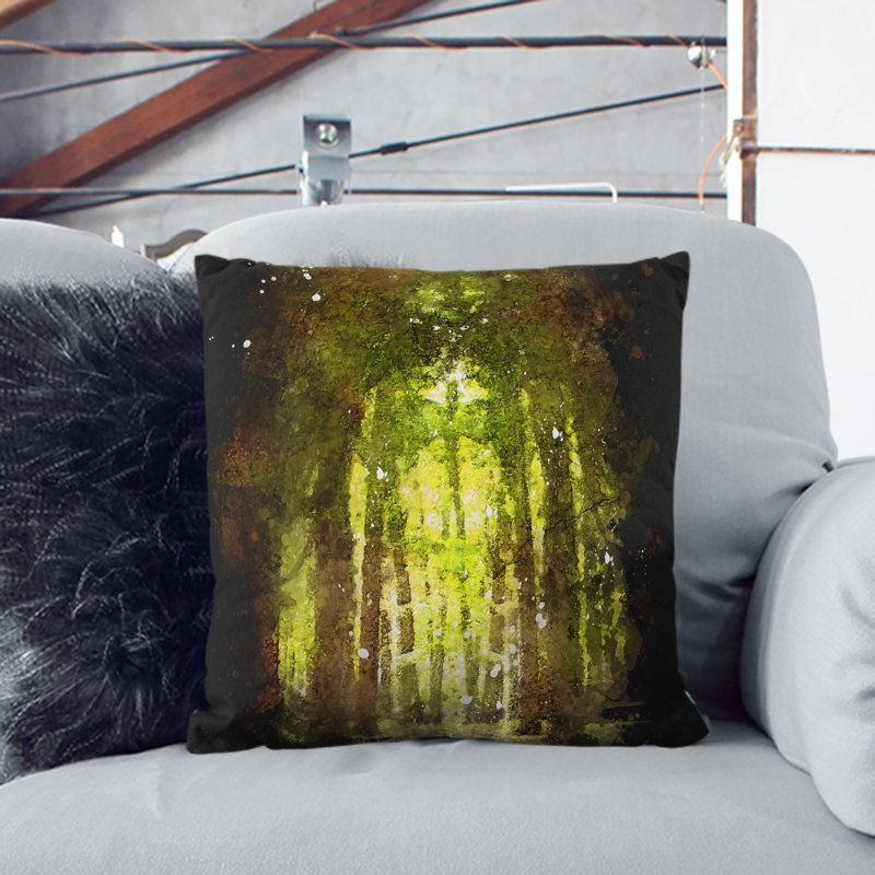 Forest Arch Cushion with Filling, Black, 40cm H x 40cm W x 15cm D