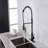 Spring Kitchen Faucet With Pull-Out Sprayer, Stainless Steel Single Handle Single Hole Kitchen Sink Faucet
