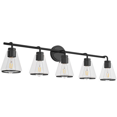 Modern Aniwa 3-Light Dimmable Bathroom Vanity Light, Gold Bathroom Mirror Light Fixture with Cone Clear Glass Shades for Makeup, Powder Room