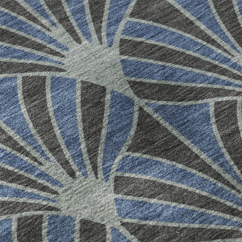 Premium Machine Washable Mayfield AMF2426 Striped Rug, Navy, 8' Round