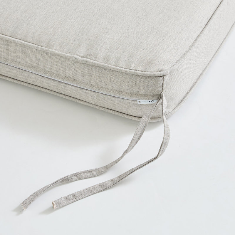 Wayfair Custom Outdoor Bench Cushion With Sunbrella Fabric, 37" x 17", Cabana Classic Black Stripe Sunbrella®