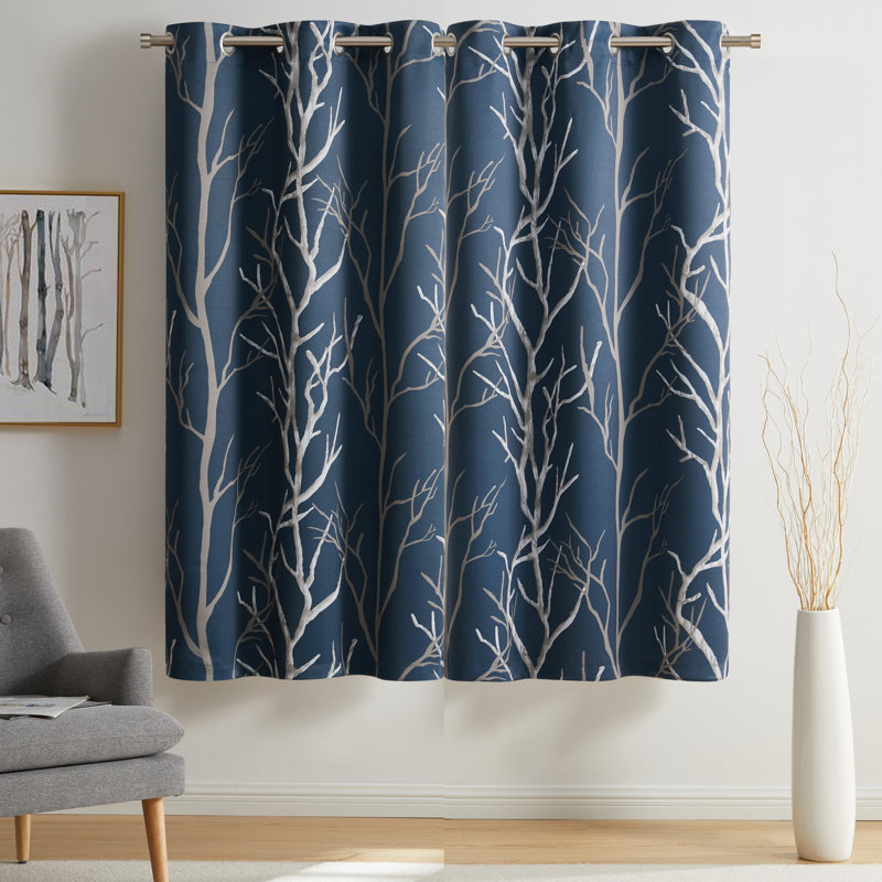 Kingdom Branch Blackout Curtain Panel, Blue, 40" W x 63" L