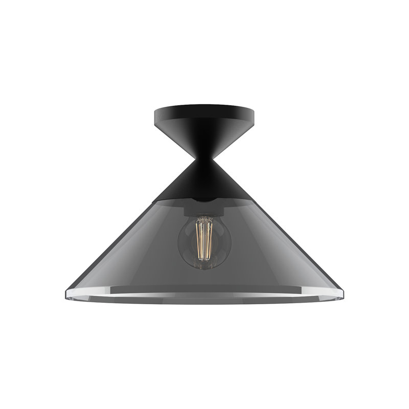 Brylon Glass Flush Mount, Matte Black, Smoked