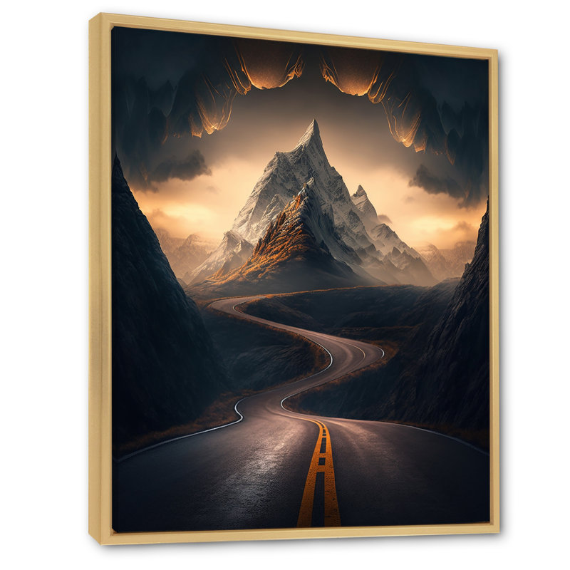 Endless Roads To Misty Snow Mountains - Décoration murale prairie, H 32 po x l 24 po, Cadre naturel flottant