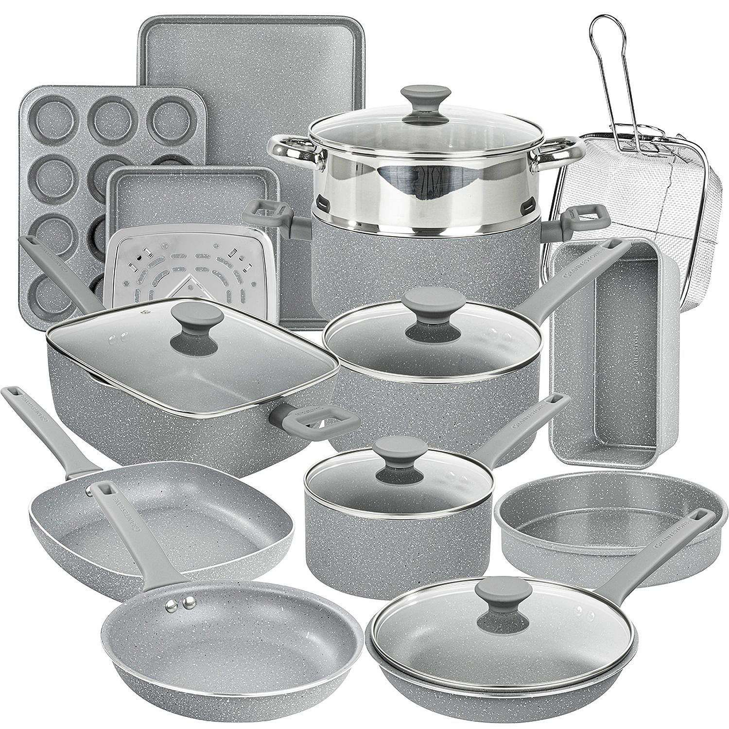 Granitestone Diamond Desert Grey 20 Pc Nonstick Cookware and Bakeware