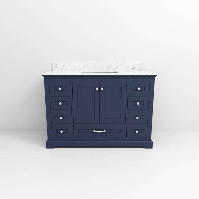 Navy Blue 48" Single Vanity with Carrara Marble Top