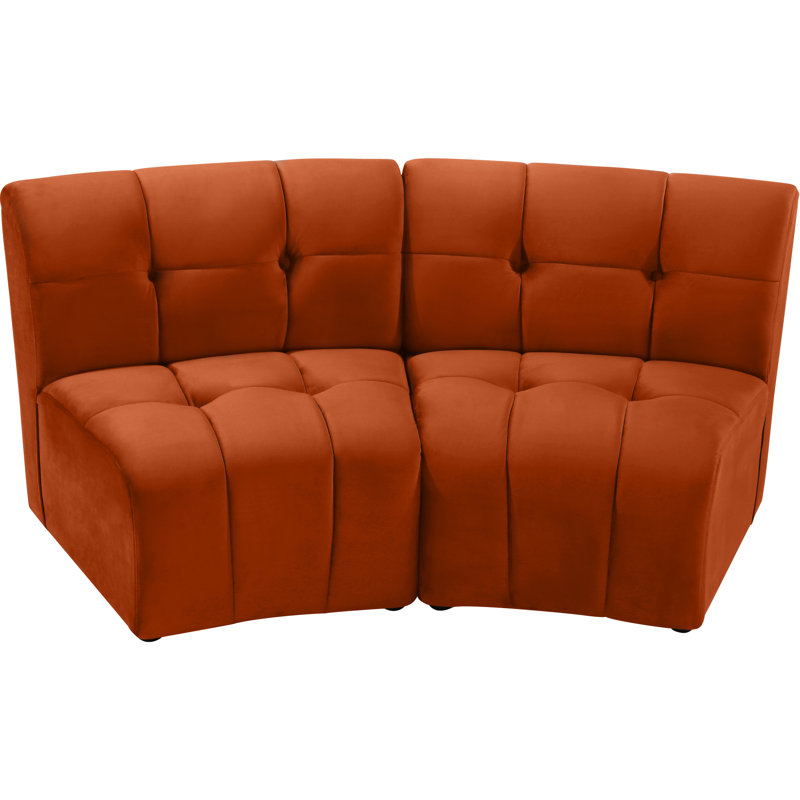 Jedson Velvet Sectional Symmetrical, Cognac Velvet