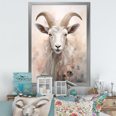 Mignon chèvre beige floral - reproduction sur toile