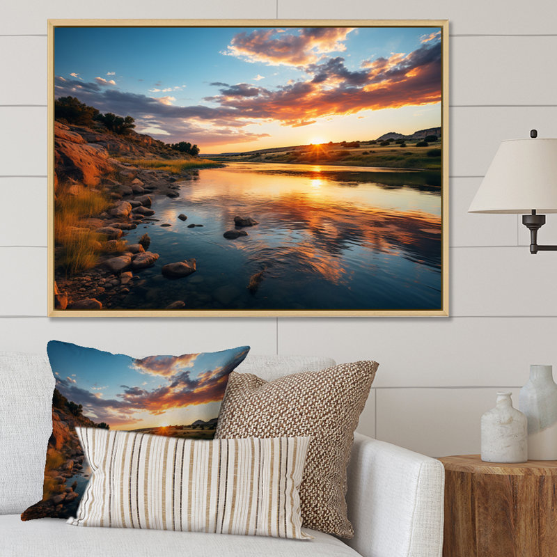 Texas Sunset Ultra-Wide Angle Landscape III - Landscapes Canvas Art Print, H 16 po x l 32 po x P 1 po, Cadre naturel flottant