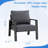 Dark Grey All Weather Aluminum Outdoor 2-Piece Armchair,Oversized Patio Couch-1592896100-1592896123