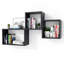  Ensemble de 3 tablettes murales cubiques murales flottantes pour la découverte de l'espace, noir-51217915