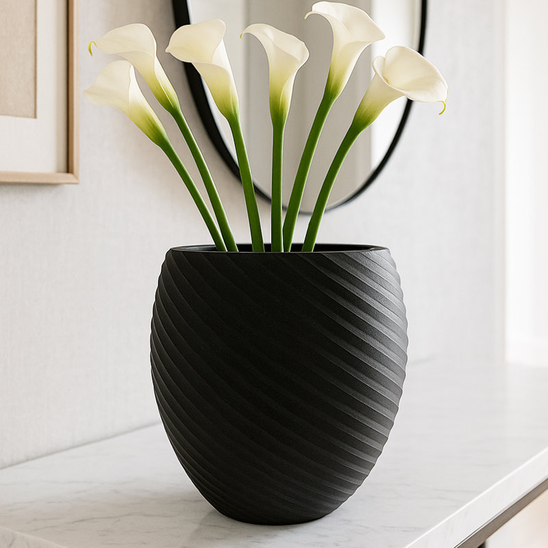Affer Handmade Glass Table Vase, Black