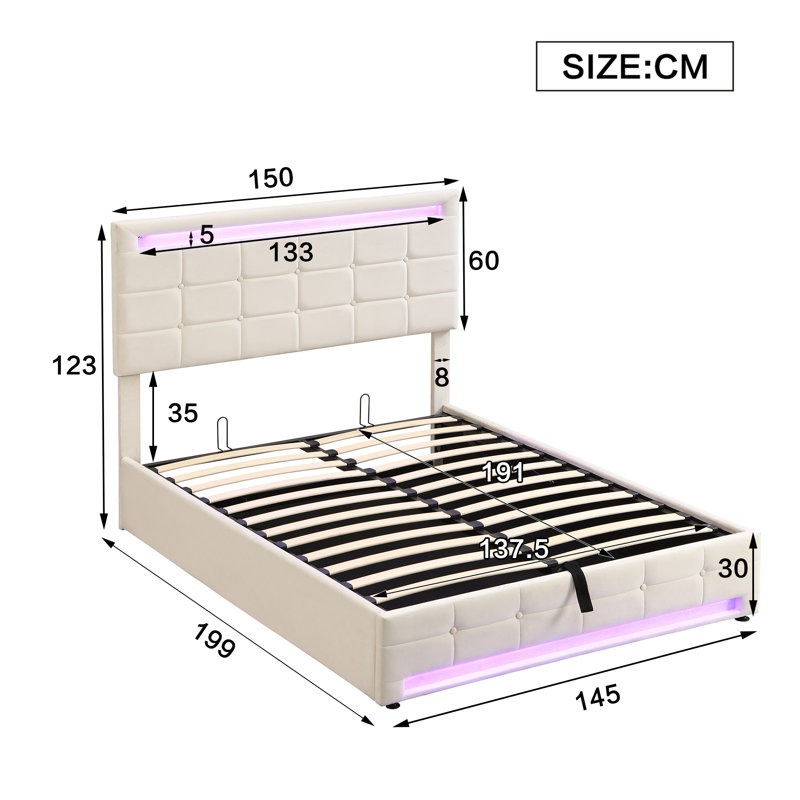 Double (4'6) Bed Frame, Beige