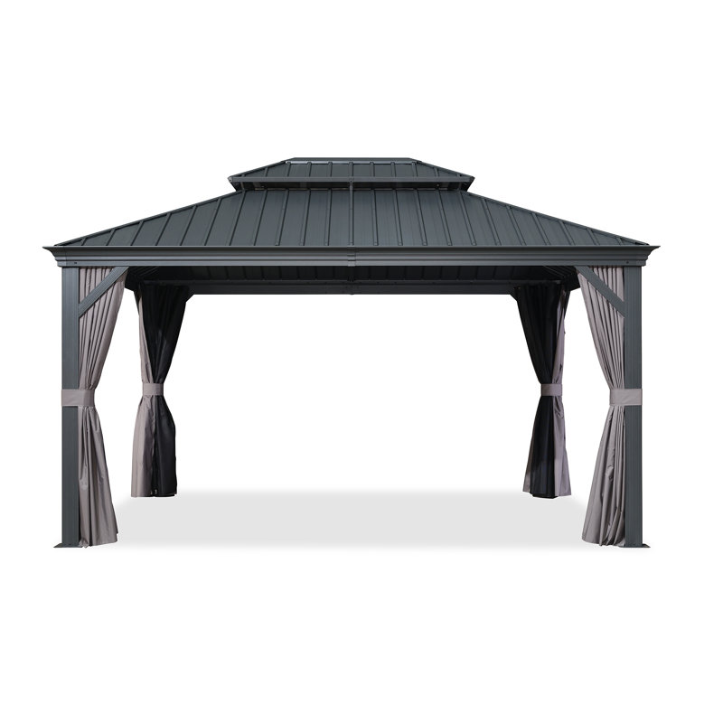 Purple 11' x 14' Hardtop Patio Gazebo with Grey Steel Frame