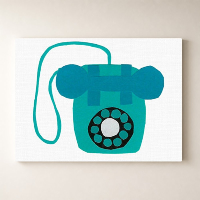 «Retro Téléphone Blue» par Jen Bucheli - Impression sur toile