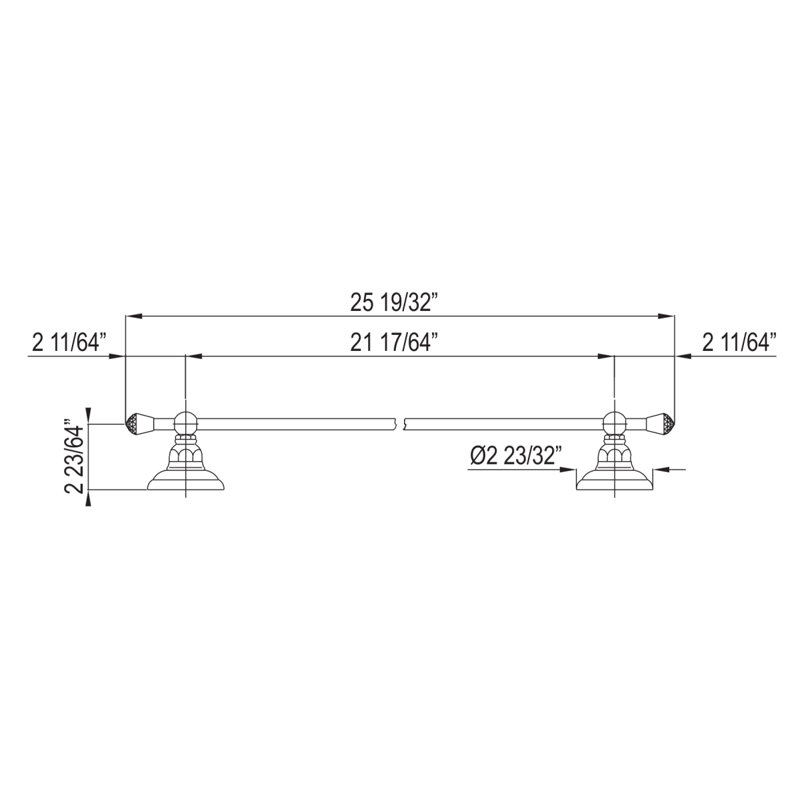 Country Bath Swarovski® Crystal 24" Towel Bar, Satin Nickel, 2.72" H x 25.59" L x 2.36" D