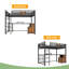 Lit mezzanine double avec bureau et tiroirs de rangement en tissu non tissé, structure de lit mezzanine en métal avec échelles, sans sommier et sans sommier
