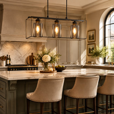 3 - Light Black Kitchen Island Pendant