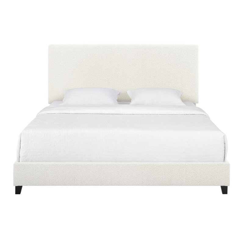 Lit plateforme tapissier White Boucle, Grand lit