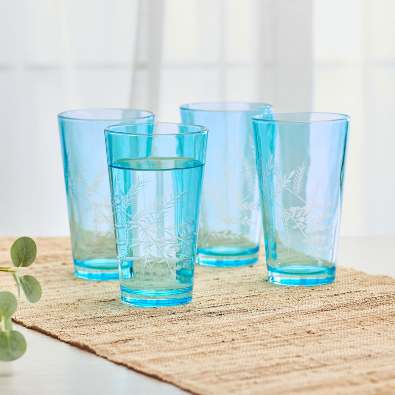 Fitz and Floyd Wildflower Highball Glasses, Blue, 12