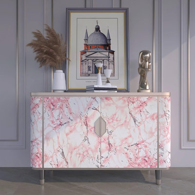 Pink Marble Peel And Stick Wallpaper - Self-Adhesive Vinyl Wallpaper For Countertops, Cabinets & Walls - Waterproof, Scratch-Resistant Contact Paper For DIY Home Decor