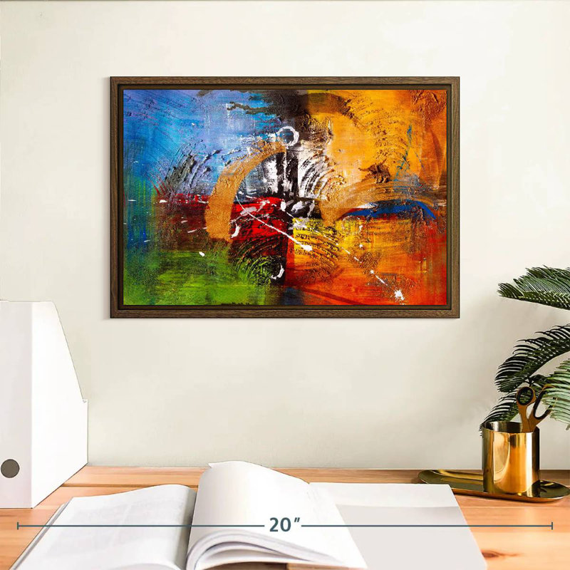 Tannen coloré, 13 po x 9 po, Cadre flottant en noyer
