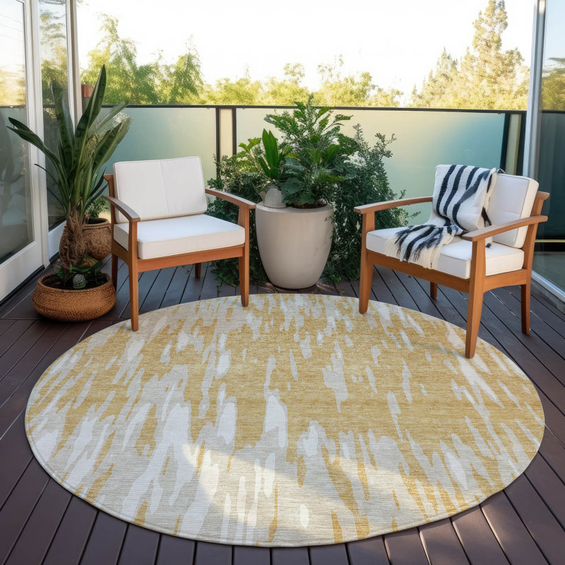 Aleighna Area Rug with Non-Slip Backing, Round 8'