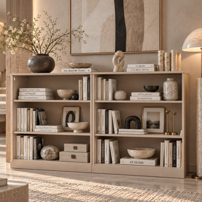 Bibliothèque 100% bois massif à 6 tablettes avec rangement ouvert et tablettes réglables, étagère de présentation, l 64 po x H 35,75 po