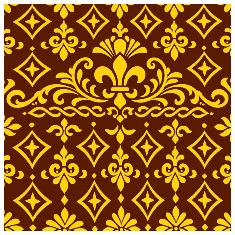 Housses de couette à motif damassé jaune et brun, Queen