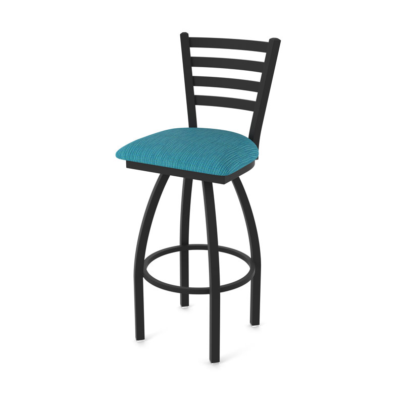Tabouret pivotant Jackie, Noir froissé, Tabouret de comptoir (siège d'une hauteur de 25 p, Tissu - marée graphique