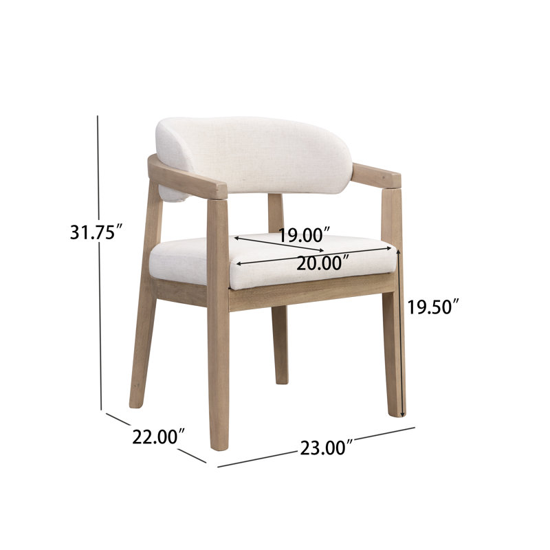 Chaises de salle à manger rembourrées Drake, Coussin beige / structure en frêne clair