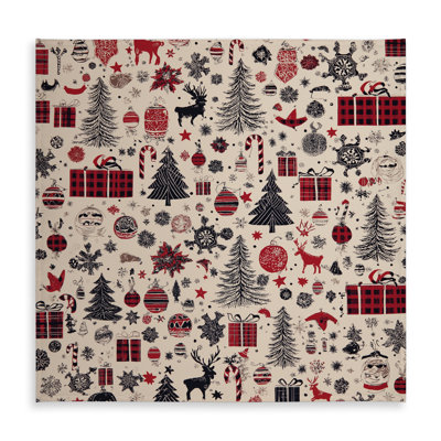 Christmas Gift Pattern Red Tablecloth for Indoor Outdoor Decor