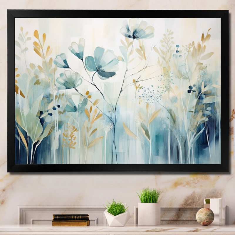 Impression sur toile botanique, impression de jardin floral bleu - Jardin botanique bleu II, H 34 po x l 44 po x P 1,5 po