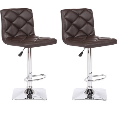 Hackworth Swivel Upholstered Faux Leather Adjustable Height Counter Stool with Solid Wood Frame